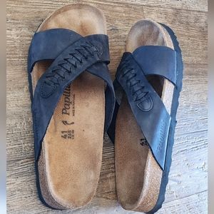 Birkenstock Papillio Daytona Black Leather Cross-Strap Braid Sandals